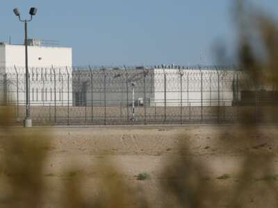 The CoreCivic, Inc. California City Immigration Processing Center stands in the Kern County desert awaiting reopening as a federal immigrant detention facility under contract with Immigration and Customs Enforcement in California City, California, on July 10, 2025.